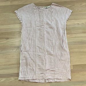 Madewell Pink and White Striped Linen Dress with Pockets